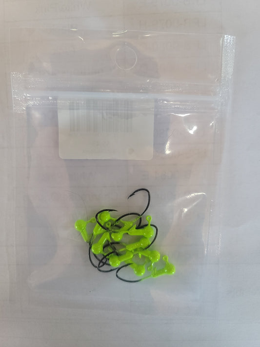 1/32 oz #6 Sickle Hook Chartreuse 10pk