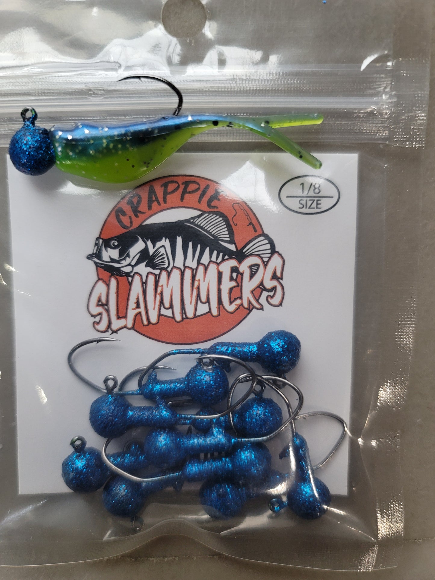 1/8oz Sickle Hook Jig Heads - Disco Blue