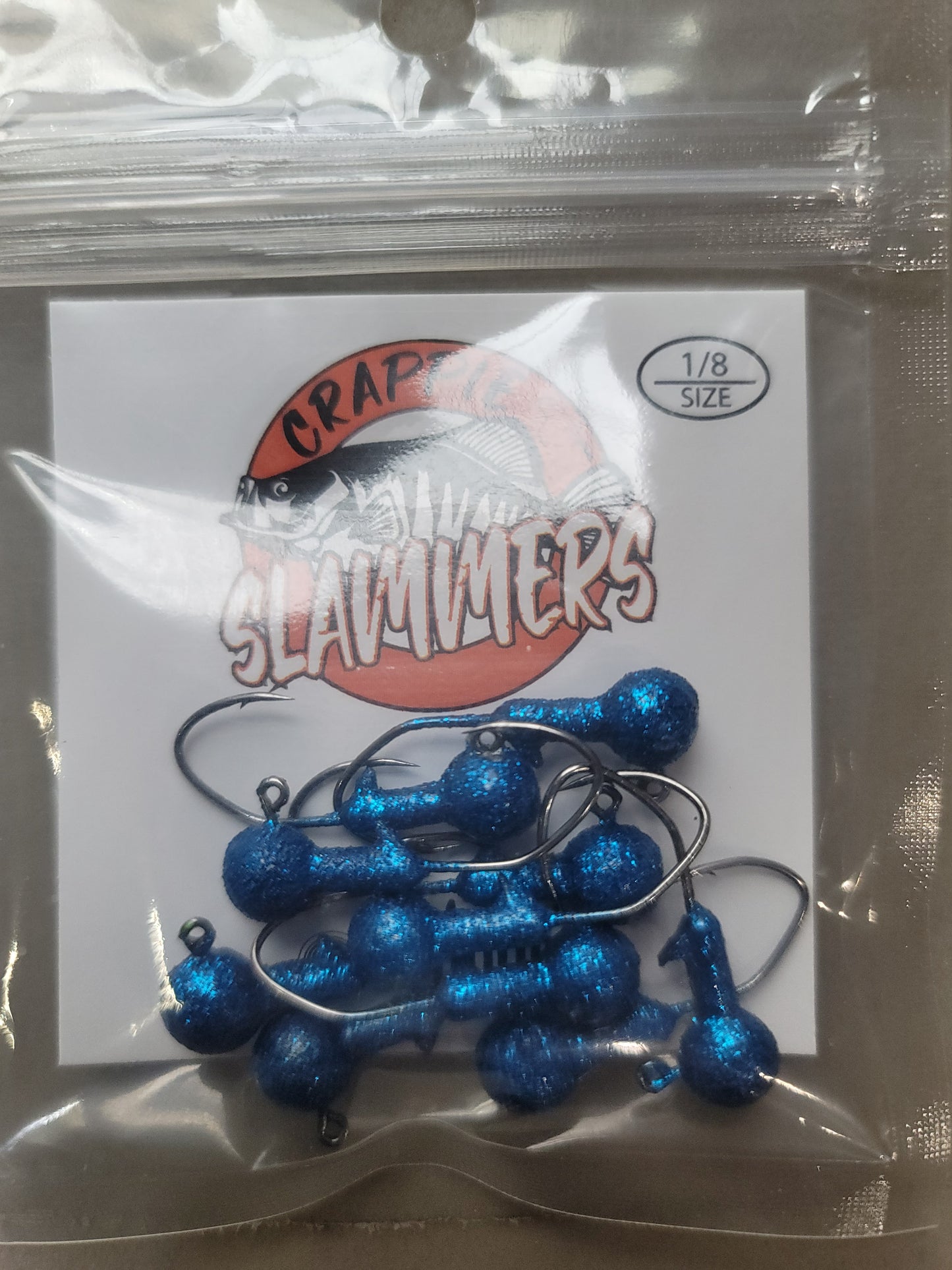 1/8oz Sickle Hook Jig Heads - Disco Blue