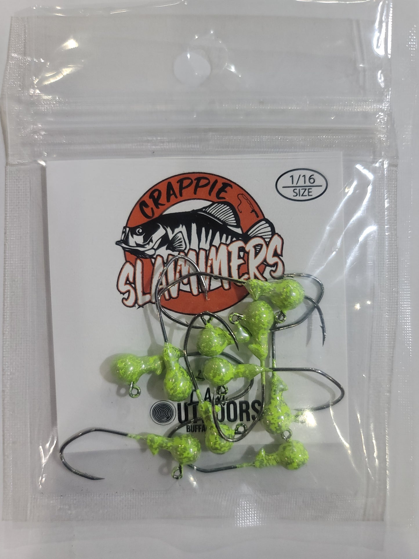 1/16oz Sickle Hook Jig Heads - Chartreuse Chrome