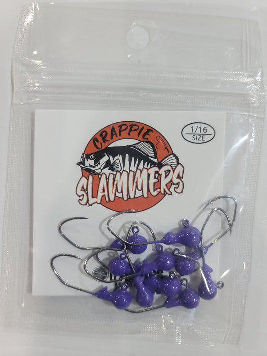 1/16oz Sickle Hook Jig Heads - Dino Purple