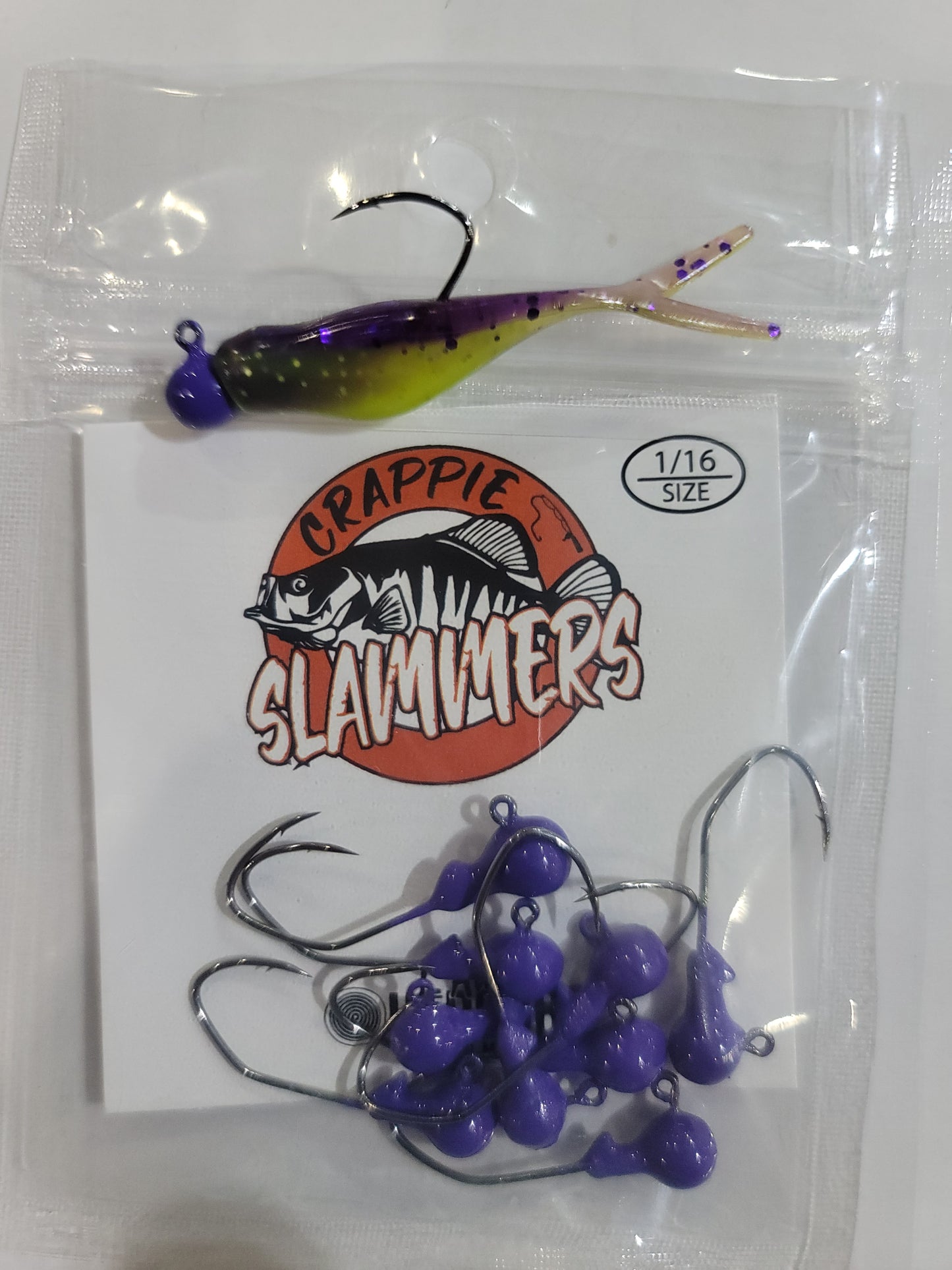 1/16oz Sickle Hook Jig Heads - Dino Purple