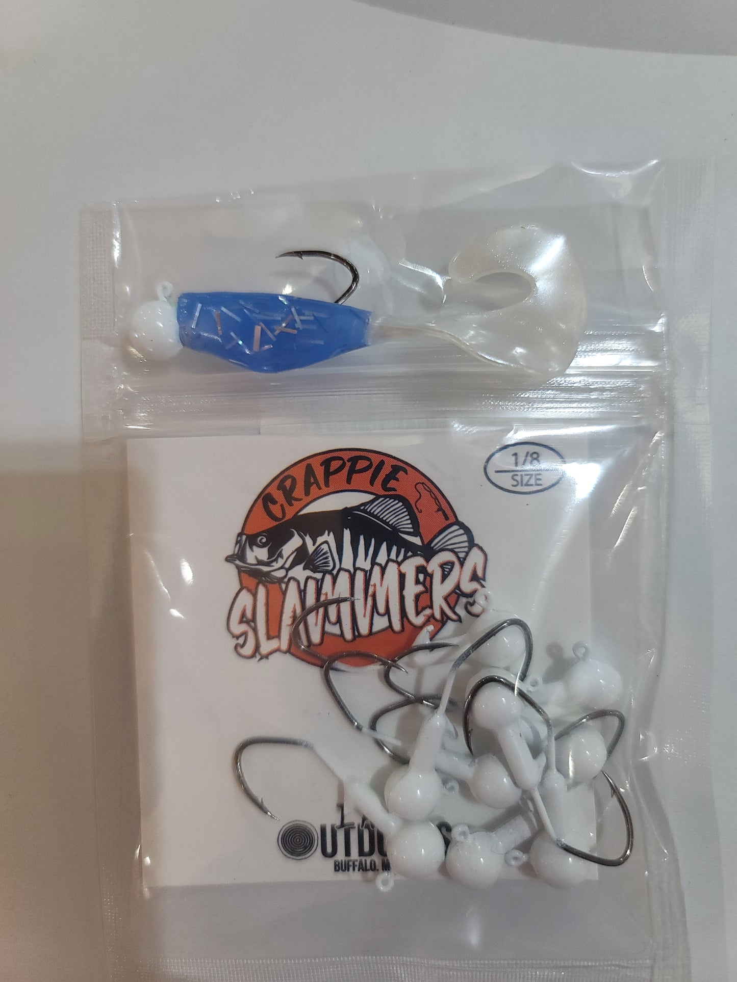 1/8oz Sickle Hook Jig Heads - Pearl White