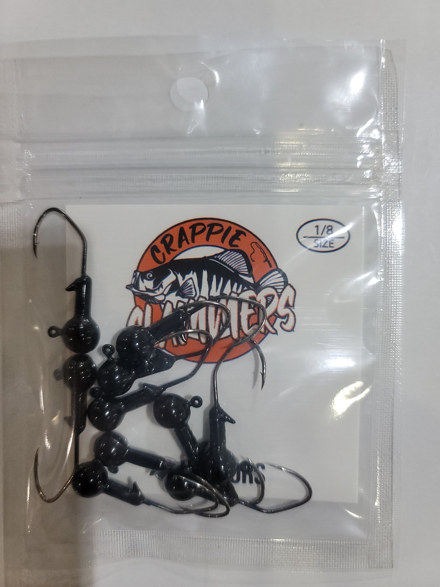 1/8oz Sickle Hook Jig Heads - Jet Black