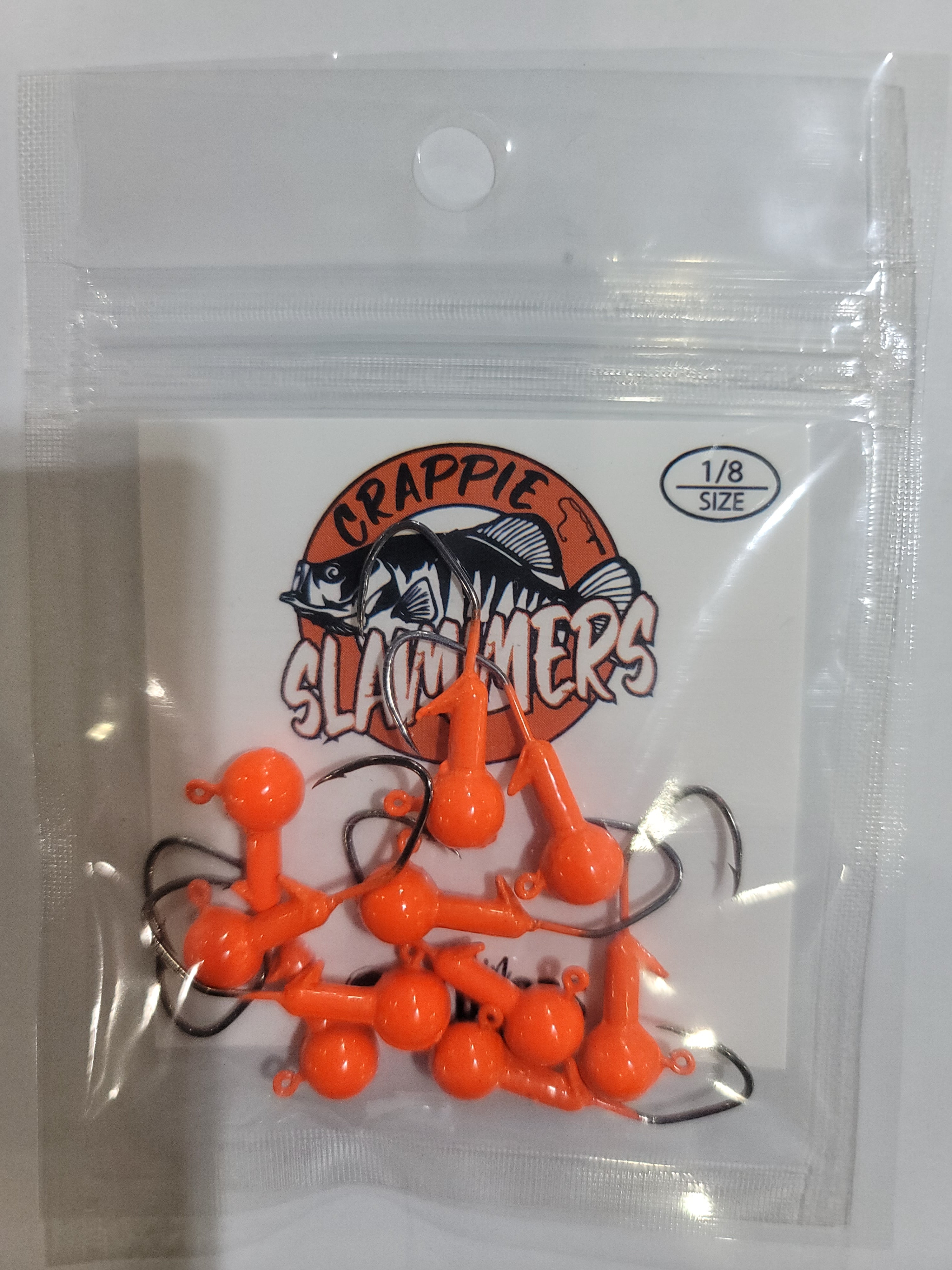 1/8oz Sickle Hook Jig Heads - Orange – Crappie Slammers