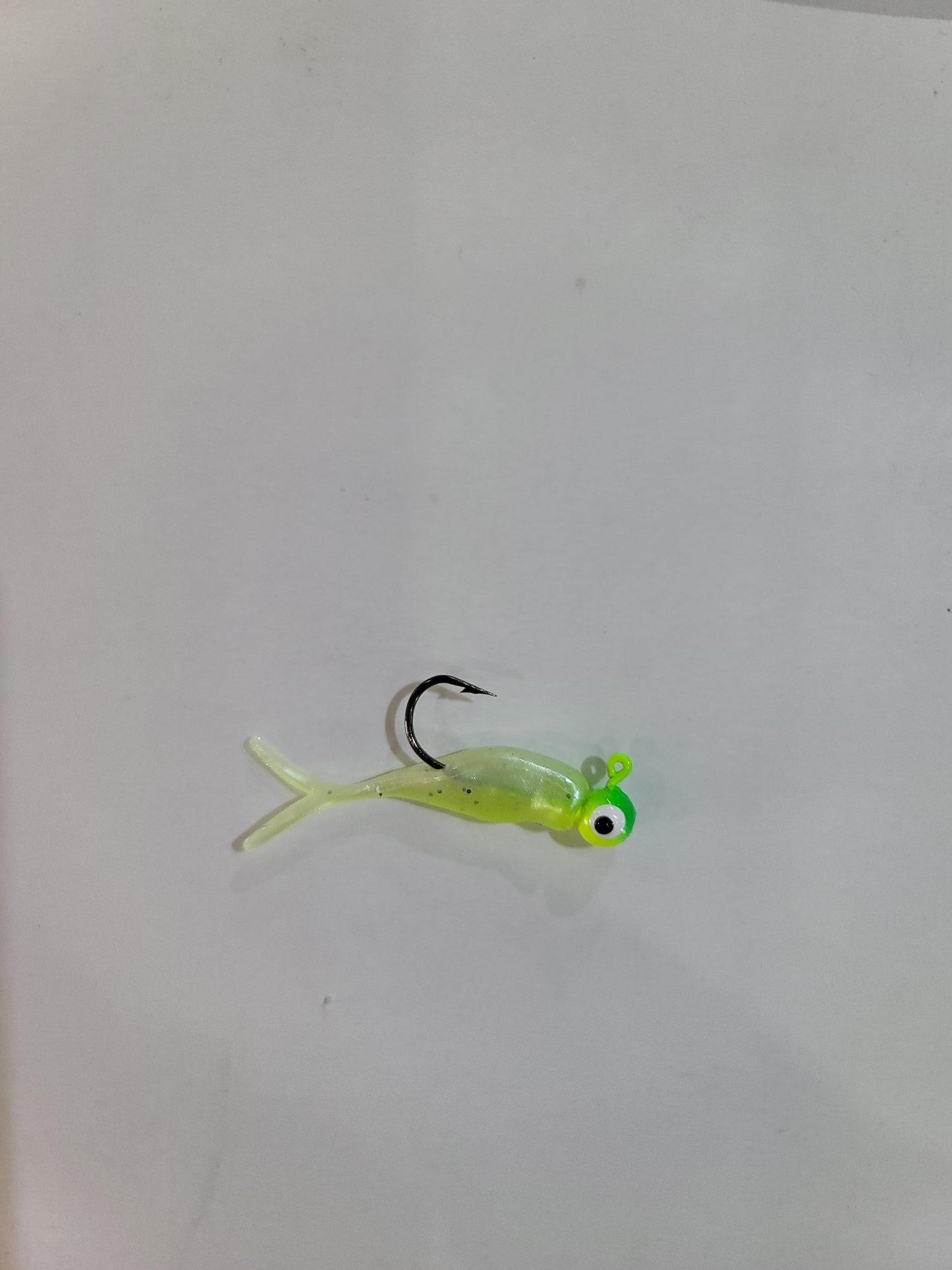 Mini Split Tail Shad - White Pearl Chartreuse Sparkle