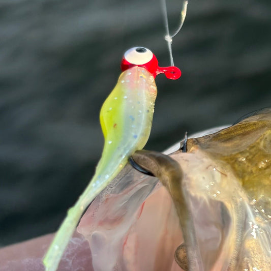 Mini Split Tail Shad - White Pearl Chartreuse Sparkle