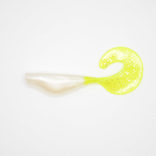 Shad Grub - White Pearl Chartreuse Sparkle