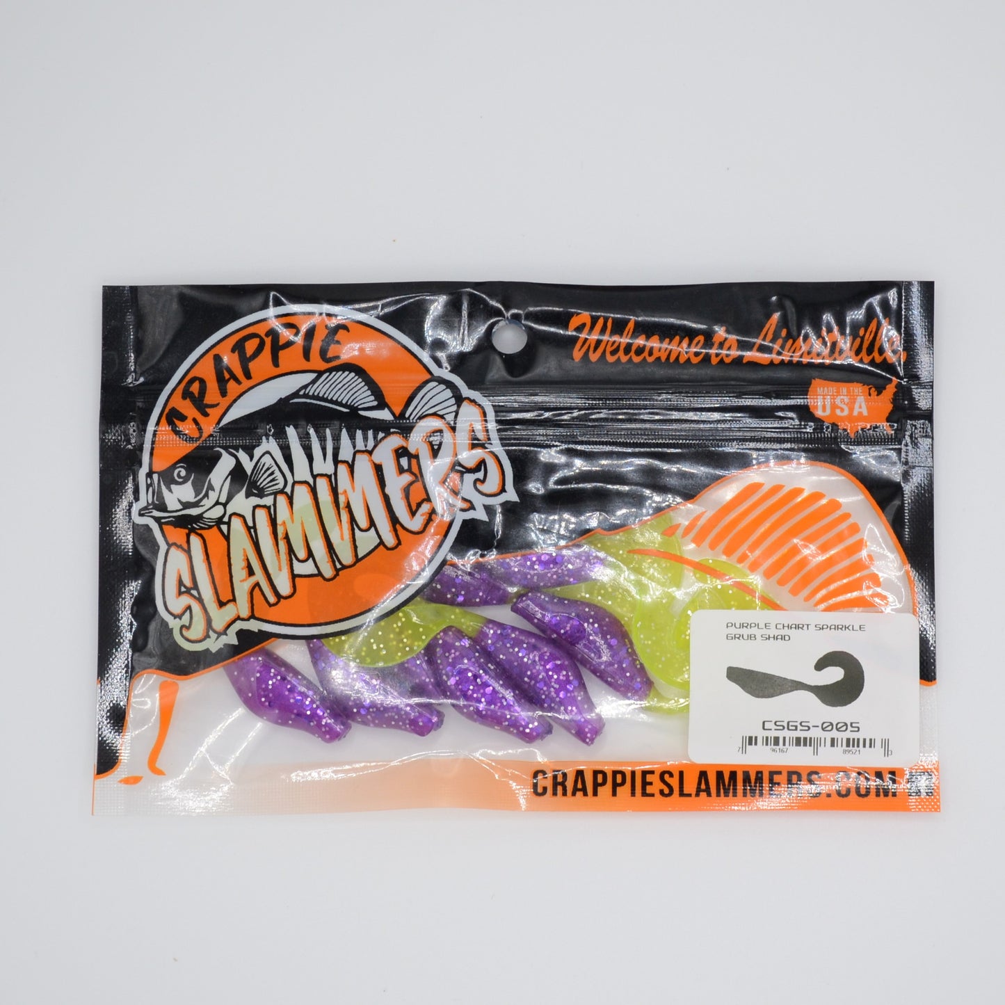 Shad Grub - Purple Chartreuse Sparkle